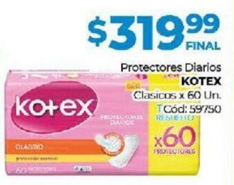 Diarco Kotex Protectores Diarios Clasicos x 60un oferta