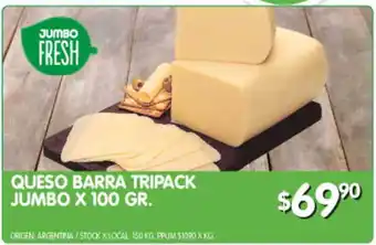 Jumbo Jumbo Fresh Queso Barra Tripack Jumbo x 100gr. oferta