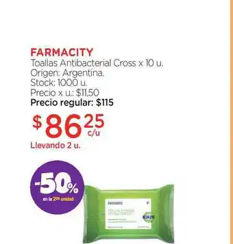 Farmacity Farmacity Toallas Antibacterial Cross x 10u. oferta