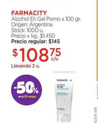 Farmacity Farmacity Alcohol En Gel Pomo x 100gr. oferta