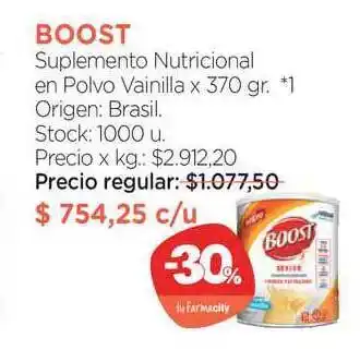 Farmacity Boot Suplemento Nutricional en Polvo Vainilla x 370gr. oferta