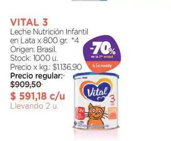 Farmacity Vital 3 Leche Nutrición Infantil En Lata x 800gr. oferta
