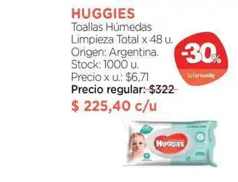 Farmacity Huggies Toallas Húmedas Limpieza Total x 48u. oferta