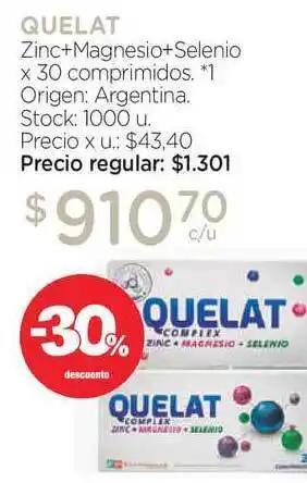 Farmacity Quelat Zinc+Magnesio+Selenio x 30 comprimidos oferta