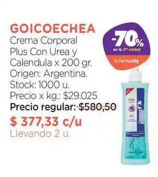 Farmacity Goicoechea Crema Corporal Plus Con Urea U Calendula x 200gr oferta