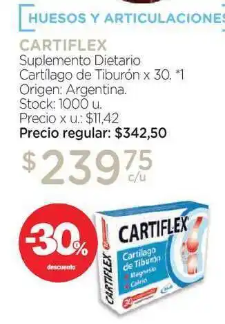 Farmacity Cartiflex Suplemento Dietario Cartílago De Tiburón x 30 oferta