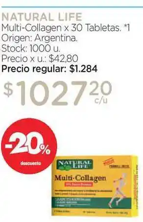 Farmacity Natural Life Multi Collagen x 30 Tabletas oferta