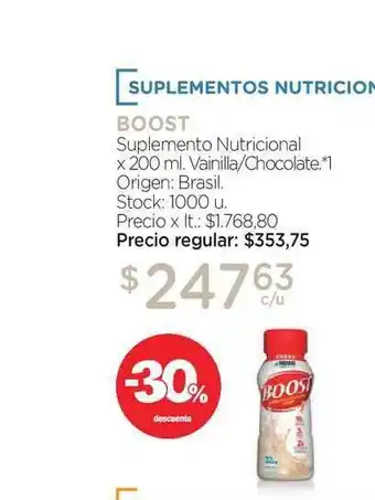 Boost Suplemento Nutricional Vainilla/Chocolate x 200ml