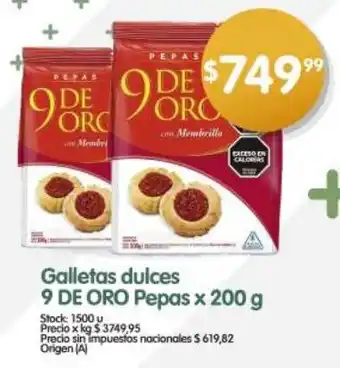 Supermercados Buenos Días Galletas dulces 9 DE ORO Pepas oferta