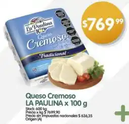 Supermercados Buenos Días Queso Cremoso LA PAULINA oferta