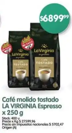 Supermercados Buenos Días Café molido tostado LA VIRGINIA Espresso oferta