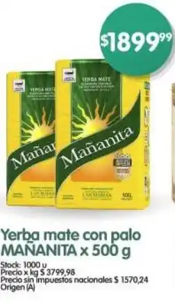 Supermercados Buenos Días Yerba mate con palo MAÑANITA oferta