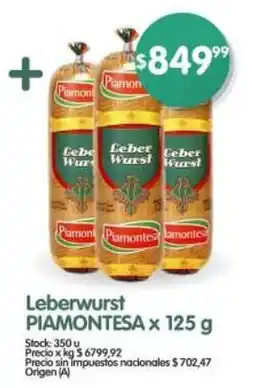 Supermercados Buenos Días Leberwurst PIAMONTESA oferta