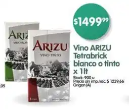 Supermercados Buenos Días Vino ARIZU Tetrabrick blanco o tinto oferta
