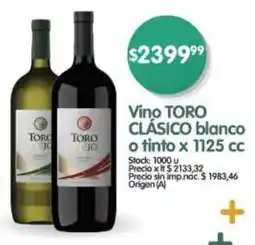 Supermercados Buenos Días Vino TORO CLÁSICO blanco o tinto oferta
