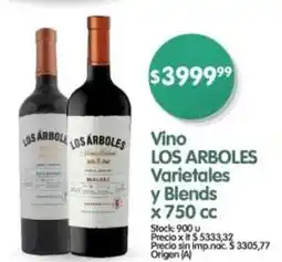 Supermercados Buenos Días Vino LOS ARBOLES Varietales y Blends oferta