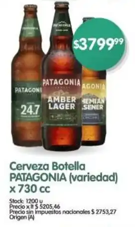 Supermercados Buenos Días Cerveza Botella PATAGONIA variedad oferta
