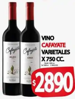 Supermercados Becerra Vino cafayate varietales oferta