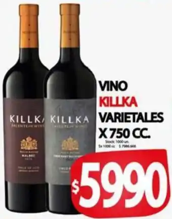 Supermercados Becerra Vino killka varietales oferta