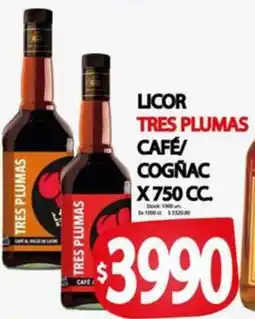 Supermercados Becerra Licor tres plumas café/ cognac oferta