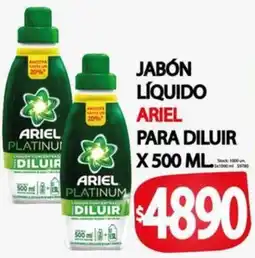 Supermercados Becerra Jabón líquido ariel para diluir oferta