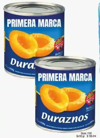Supermercados Becerra Durazno 1ra marca en mitades oferta