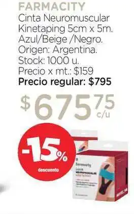 Farmacity Farmacity Cinta Neuromuscular Kinetaping Azul/Beige/Negro 5cm x 5m. oferta