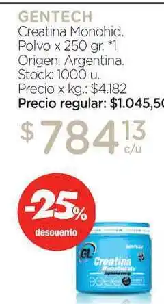 Farmacity Gentech Creatina Monohid Polvo x 250gr oferta
