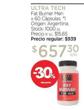 Farmacity Ultra Tech Fat Burner Men x 60 Cápsulas oferta