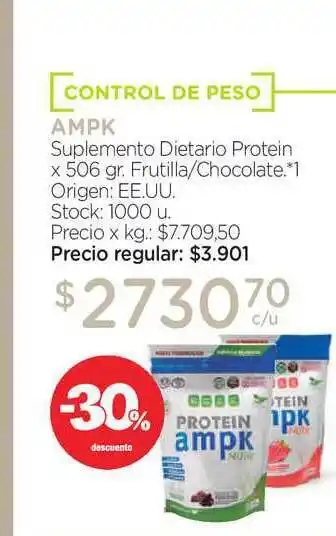 Farmacity Ampk Sumplemento Dietario Protein Frutilla Chocolate x 506gr oferta