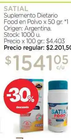 Farmacity Satial Suplemento Dietario Food En Polvo x 50gr oferta