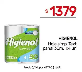 Nini Mayorista Higienol Hoja simp. Text. panal oferta