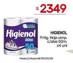 Nini Mayorista Higienol P.Hig. Hoja simp. c/aloe oferta