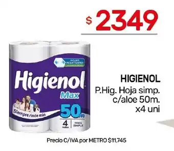 Nini Mayorista Higienol P.Hig. Hoja simp. c/aloe oferta