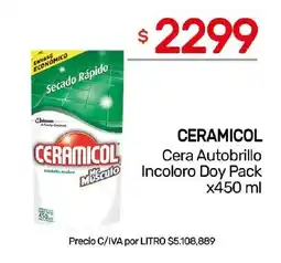 Nini Mayorista Ceramicol Cera Autobrillo Incoloro Doy Pack oferta
