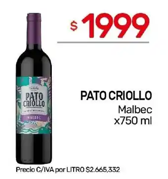 Nini Mayorista Pato criollo malbec oferta