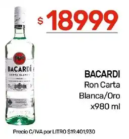 Nini Mayorista Bacardi ron carta blanca/oro oferta