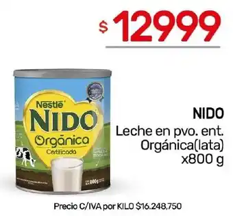 Nini Mayorista Nido leche en pvo. ent. orgánica(lata) oferta