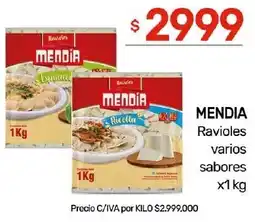 Nini Mayorista Mendia ravioles varios sabores oferta