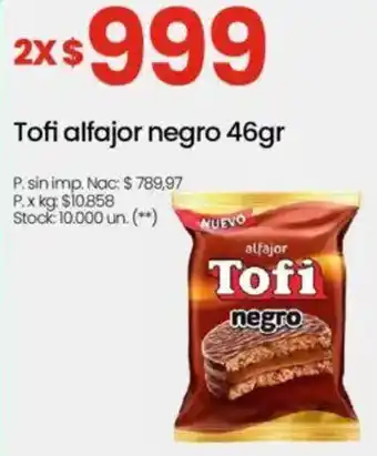 Changomas Tofi alfajor negro oferta