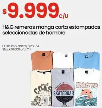 Changomas H&g remeras manga corta estampadas seleccionadas de hombre oferta