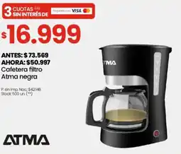 Changomas Cafetera filtro atma negra oferta
