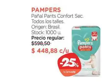Farmacity Pampers Pañal Pants Confort Sec oferta