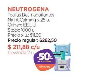 Farmacity Neutrogena Toallas Desmaquillantes Night Calming x 25u. oferta