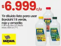 Changomas Tir diluido listo para usar bardahl 1 it verde, rojo y amarillo oferta