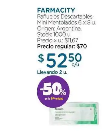Farmacity Famacity Pañuelos Descartables Mini Mentolados 6 x 8 u. oferta