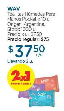 Farmacity Wav Toallitas Húmedas Para Manos x 10u. oferta