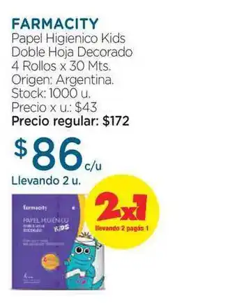 Farmacity Farmacity Papel Higienico Kids Doble Hoja Decorado 4 Rollos x 30mts. oferta