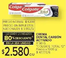 Carrefour Colgate total 12 crema dental carbón activado oferta