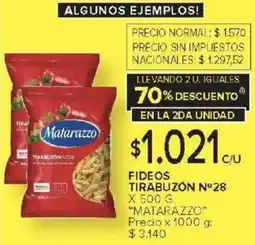 Carrefour Matarazzo fideos tirabuzón n°28 oferta